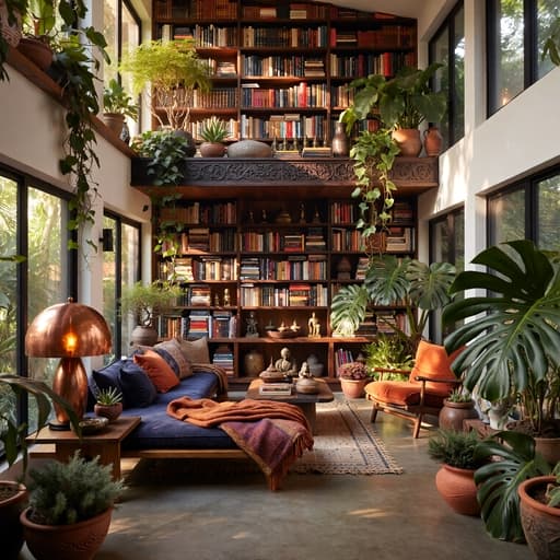 Cozy home with books